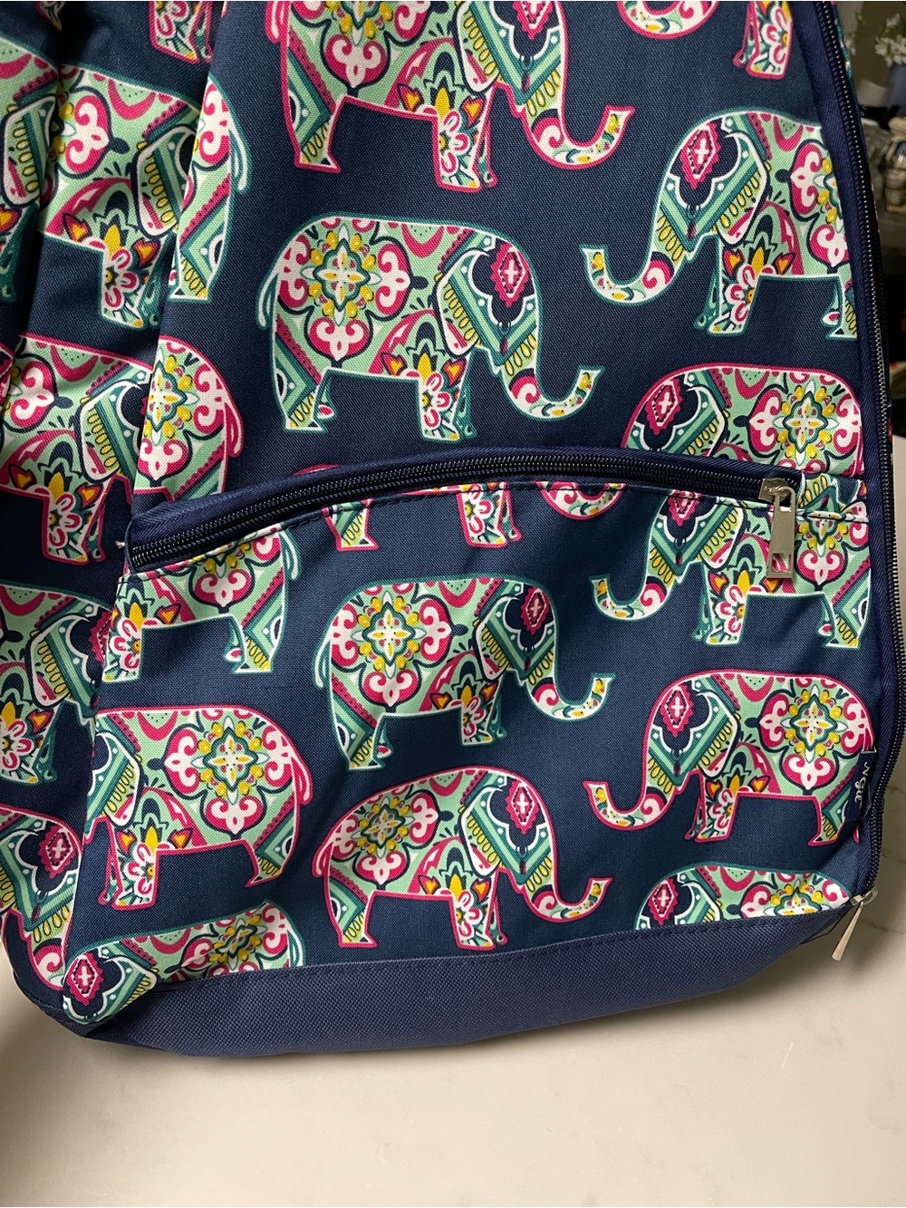 NGil Navy Elephant Print Tennis or Pickle Ball Racquet and Gear Sling Backpack - Picture 2 of 8
